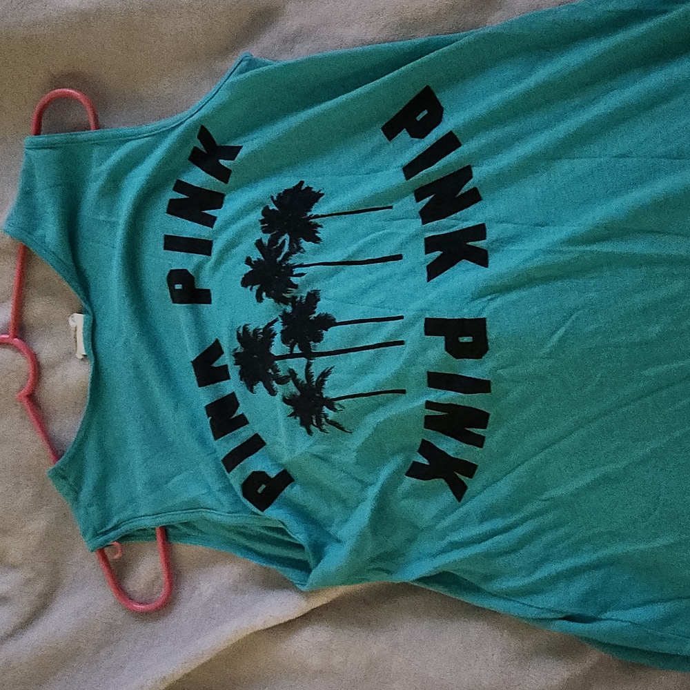 Victoria Secret PINK blue palm tree tank top Size XS - Picture 2 of 3